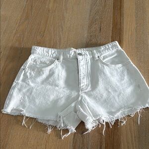 Cotton On White Jean Shorts Distressed Frayed Hem